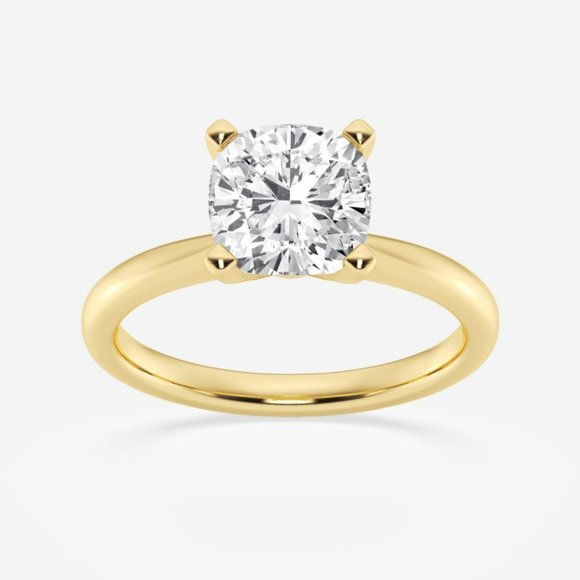 2 CTW Cushion Lab Grown Diamond Petite Solitaire Engagement Ring - Picture 3 of 6